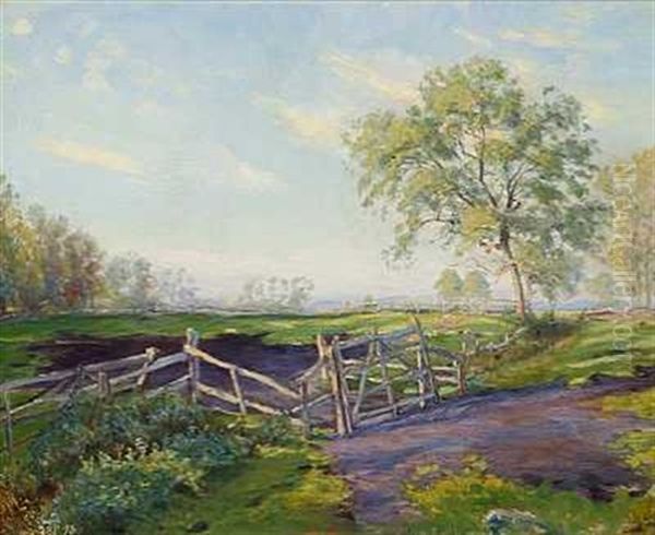 Dansk Sommerlandskab Oil Painting by Theodor Philipsen