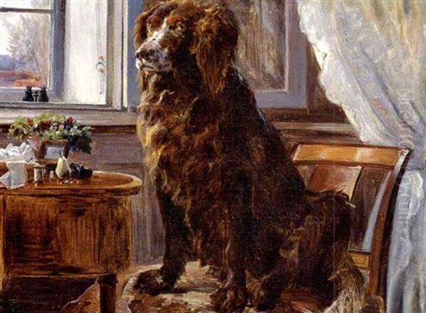 Hund Pa En Stol I Den Fine Stue by Theodor Philipsen