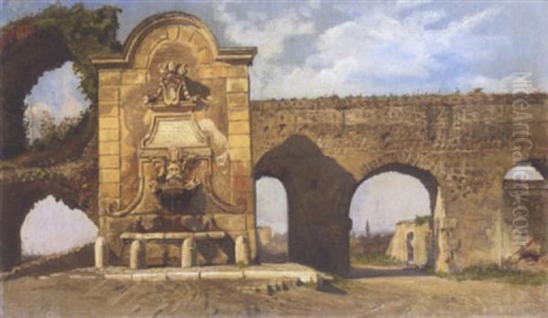 Fountains At Porta Furba Oil Painting by Theodor Philipsen