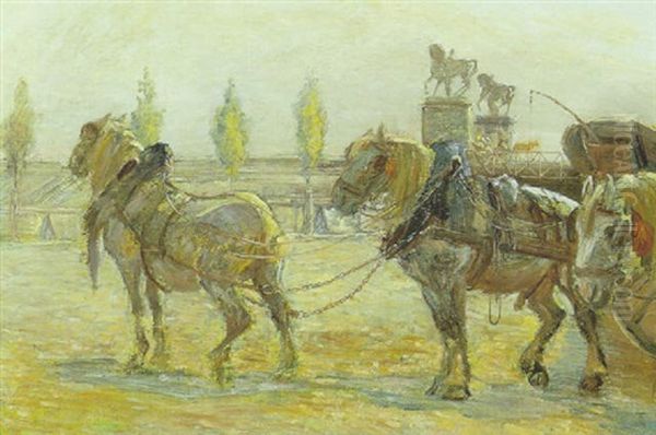 Karreheste Pa En Seinekaj I Paris Oil Painting by Theodor Philipsen