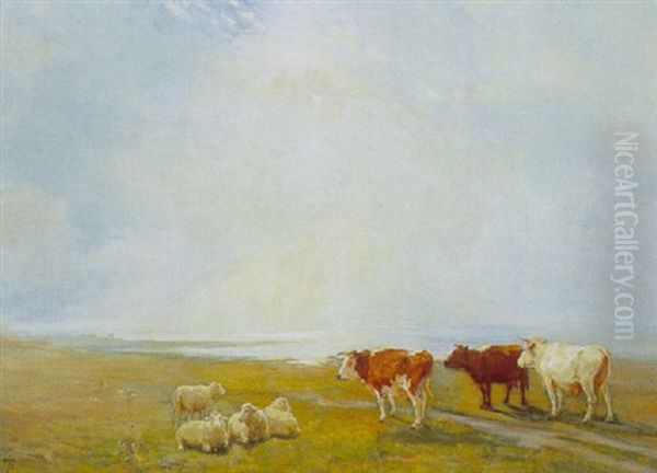 Koer Pa Et Engdrev Oil Painting by Theodor Philipsen