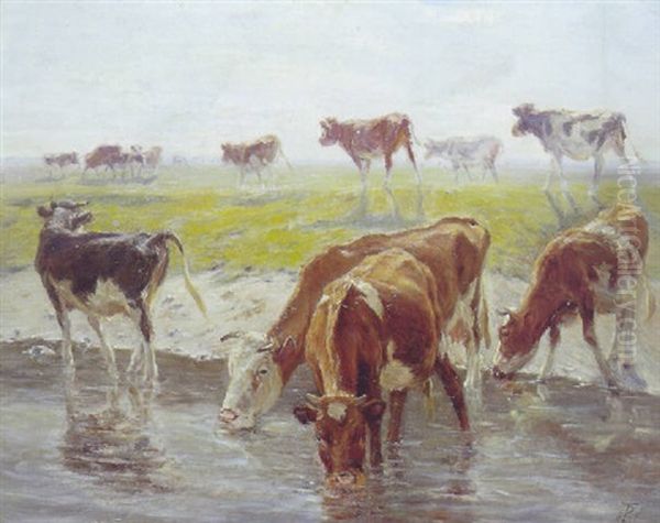 Koer Ved Et Vandhul, Saltholmen Oil Painting by Theodor Philipsen