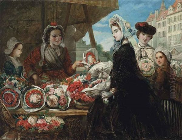 The Flower Stall Oil Painting by John Phillip