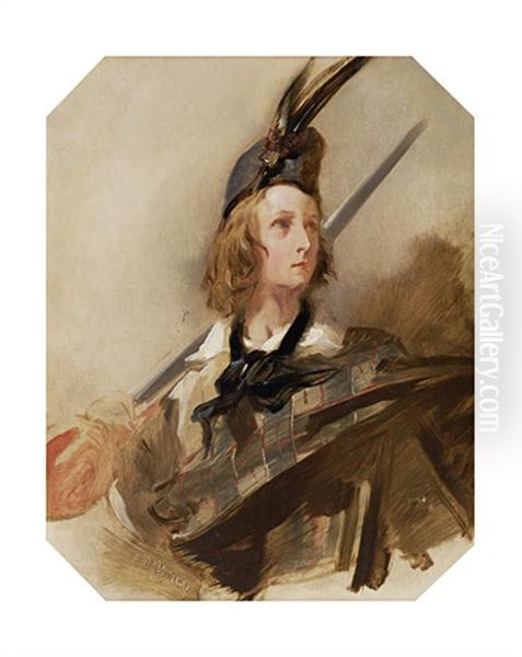 John Everett Millais, Aged 13, As A Highland Page Oil Painting by John Phillip