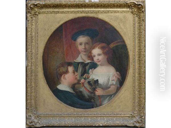 A Triple Portrait Of George Edmund, Charles Wigley And Mary E. Wicksted Oil Painting by John Phillip