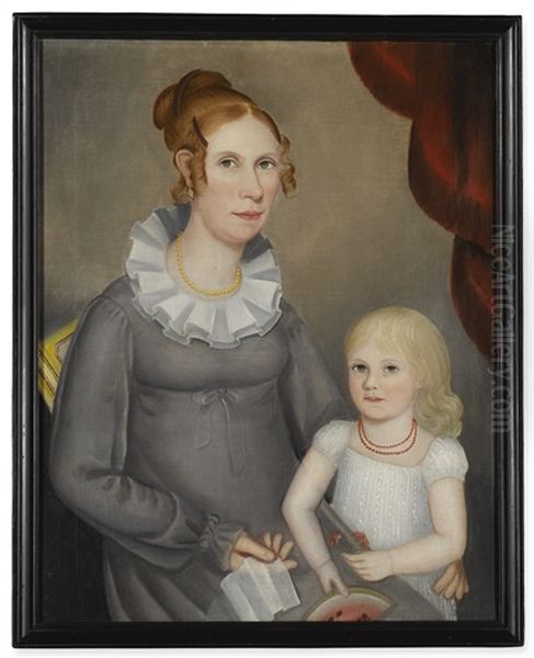 Portrait Of Mrs. William Northrop Bentley (1786-1842) And Her Daughter, Louisa (1813-1902) Oil Painting by Ammi Phillips