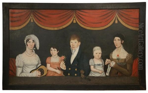 A Prosperous Family Of Five Oil Painting by Ammi Phillips