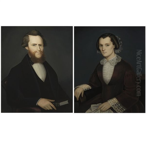 Henry Sisson And Lucy A. Howe Sisson (2 Works) Oil Painting by Ammi Phillips