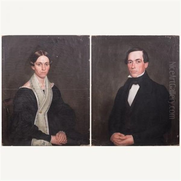 Portraits Of A Gentleman And Lady Oil Painting by Ammi Phillips