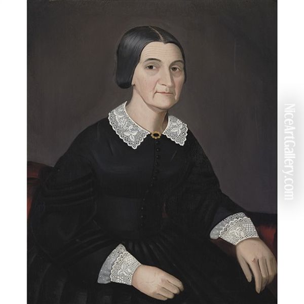 Mrs. Lyman Of West Stockbridge, Massachusetts Oil Painting by Ammi Phillips