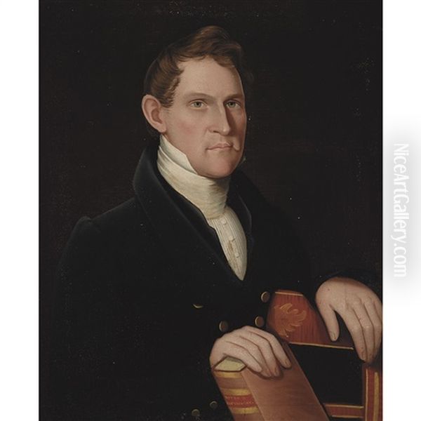 Portrait Of A Man With Boyer's Dictionary Oil Painting by Ammi Phillips