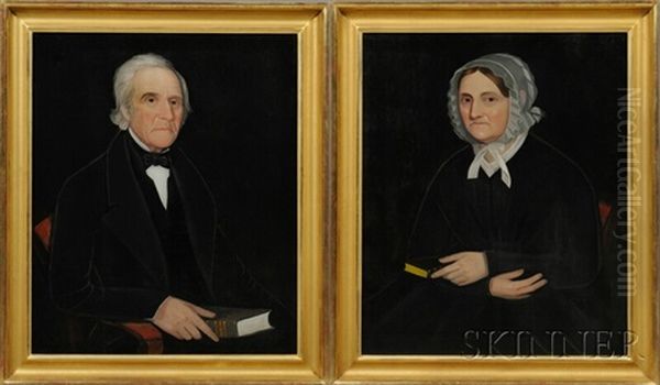 Pair Of Portraits Of A Gentleman And A Lady Oil Painting by Ammi Phillips