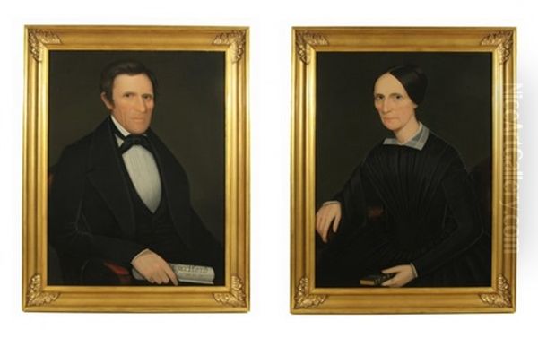 Hon. Sen. John Henry Hubbard And Julia Hubbard Of Litchfield County (2 Works) Oil Painting by Ammi Phillips