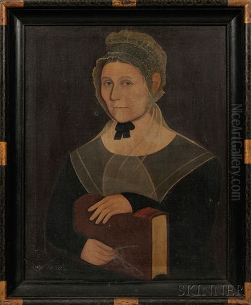 Portrait Of Mary Ingraham Holding Her Spectacles And A Bible Oil Painting by Ammi Phillips