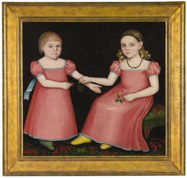 Mary Jane Soggs And Her Brother Henry Of Woodstock, New York Oil Painting by Ammi Phillips