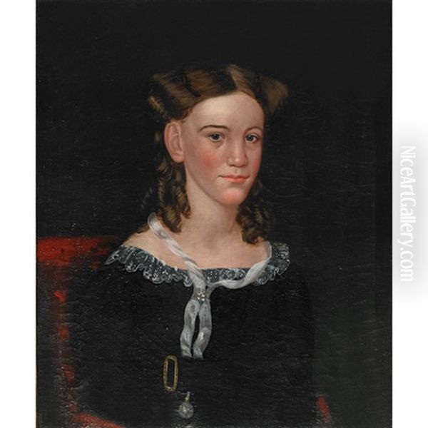 Portrait Of A Young Girl Seated In A Red Chair (mary Ash?) Oil Painting by Ammi Phillips