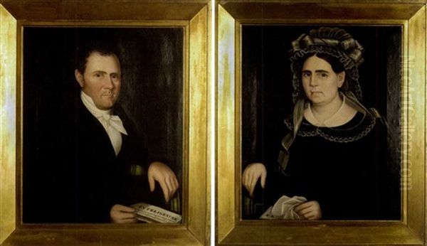 Portrait Of William Hoag Of Pine Plains, Dutchess County, New York (+ Phoebe Hoag; Pair) Oil Painting by Ammi Phillips