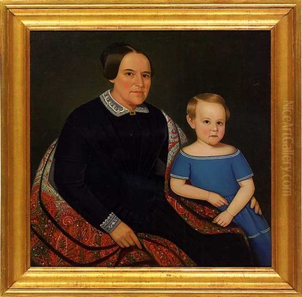 Portrait Of Rachel And Wilbur M. Bronson Of Winchester, Connecticut Oil Painting by Ammi Phillips