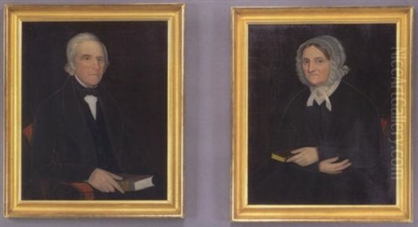 A Grey-haired Gentleman Holding A Bible Oil Painting by Ammi Phillips