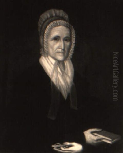 Portrait Of A Woman Holding A Red Book And A Pair Of Eyeglasses Oil Painting by Ammi Phillips