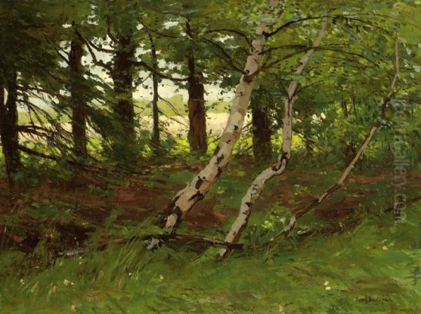 A View Of A Forest Oil Painting by Paul Bodifee