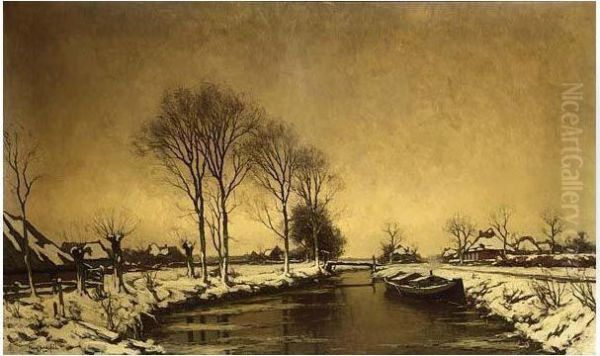 Winter Langs Het Overijssels Kanaal Oil Painting by Paul Bodifee