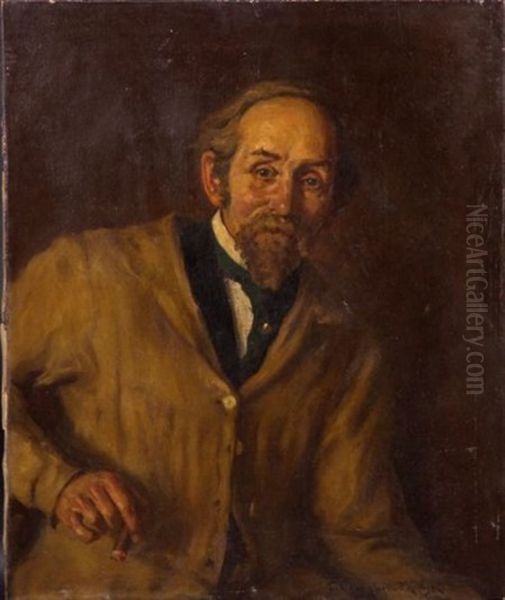 Portrait Of A Gentleman With A Cigar Oil Painting by John Campbell Phillips