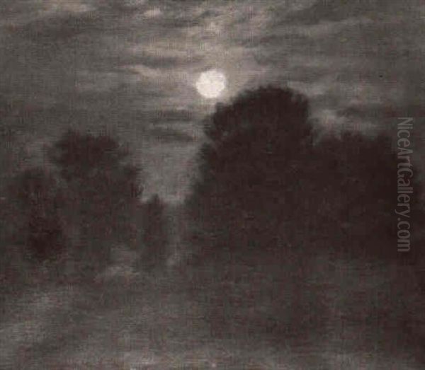 Moonlight-dover Plains, N.y. Oil Painting by John Campbell Phillips