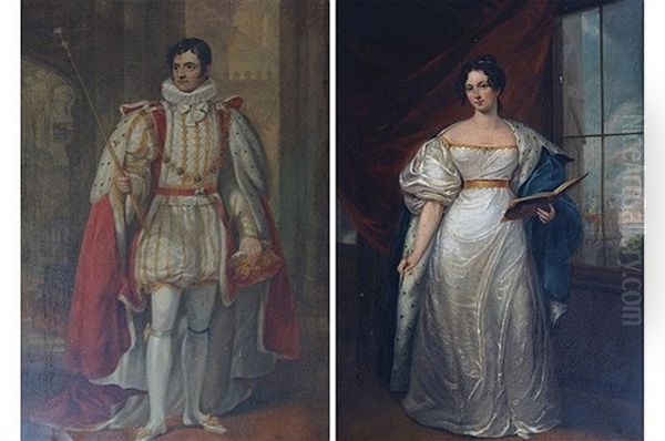 A Pair Of Full Length Portraits Of The Duke And Duchess Of Rutland In Peer