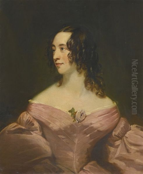 Portrait Of A Lady In Pink Oil Painting by Thomas Phillips