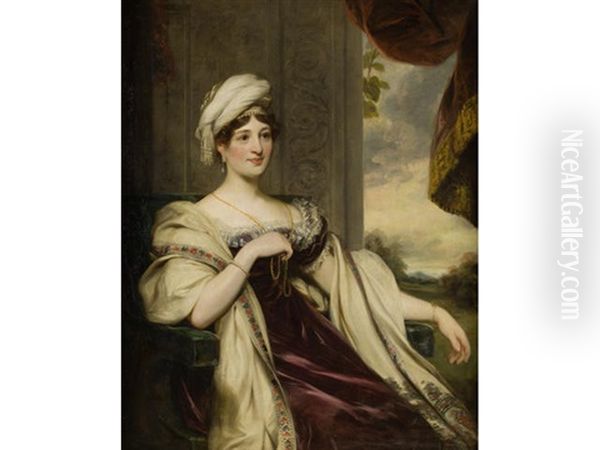 Portrait Of Mary Anne Dunn, Wife Of Francis William Afterwards 6th Earl Of Seafield Oil Painting by Thomas Phillips