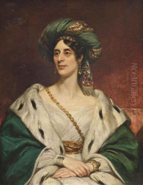 Portrait Of A Lady, Traditionally Identified As Mrs. Henry Preston, In Oriental Costume Oil Painting by Thomas Phillips