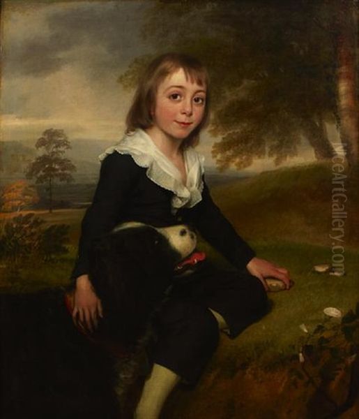 A Portrait Of A Young Boy, Thought To Be William Milton Bridges Of Burton Park, Sussex, England Oil Painting by Thomas Phillips