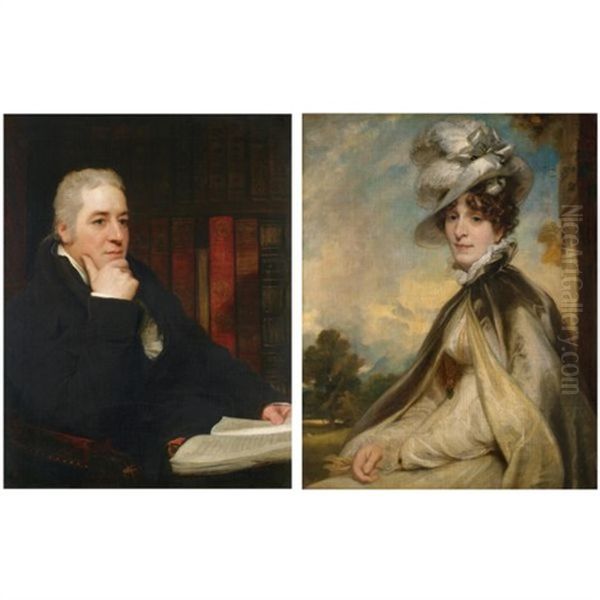 Portrait Of William Miller (+his Wife Susanna Chapman; Pair) Oil Painting by Thomas Phillips