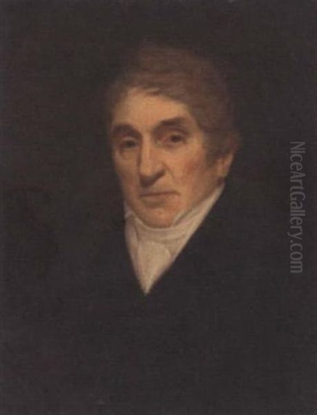 Portrait Of Samuel Thornton In A Black Jacket And White Cravat Oil Painting by Thomas Phillips