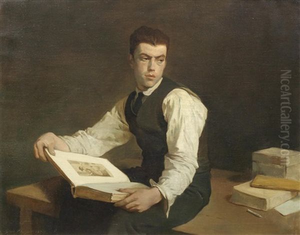 Student With A Book Oil Painting by Glyn Warren Philpot