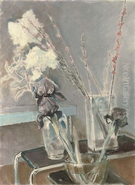 Still Life With Iris Oil Painting by Glyn Warren Philpot