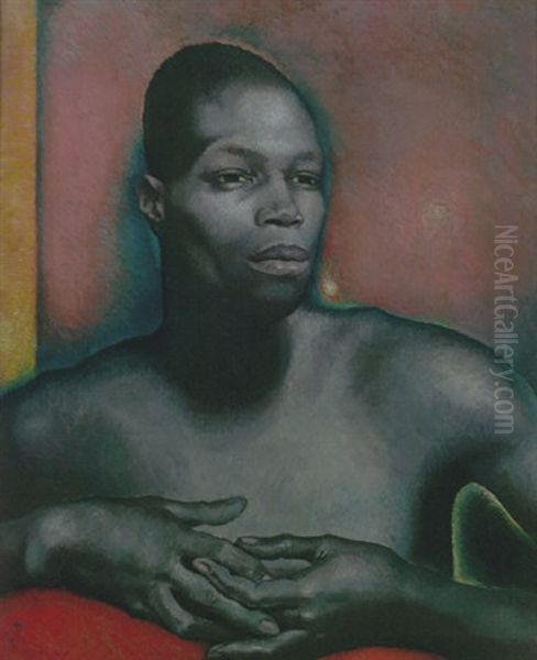 Negro With Folded Hands Oil Painting by Glyn Warren Philpot