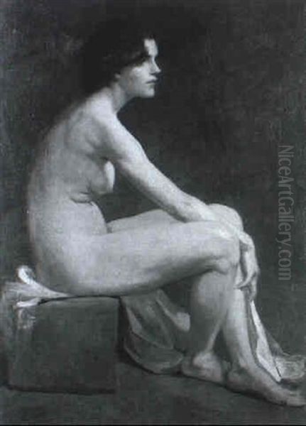 Portrait Of A Female Nude, Seated Oil Painting by Glyn Warren Philpot