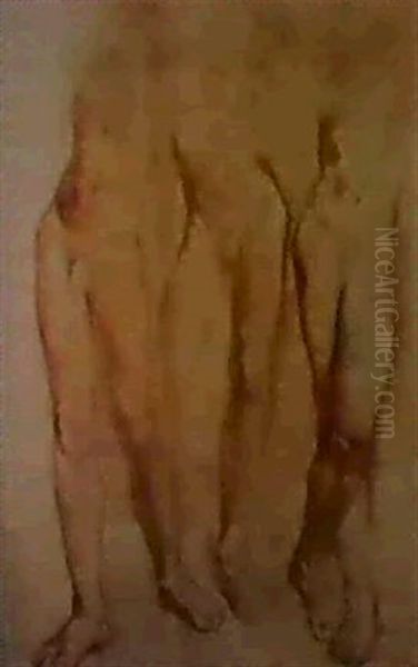 Three Studies Of A Standing Male Nude Oil Painting by Glyn Warren Philpot