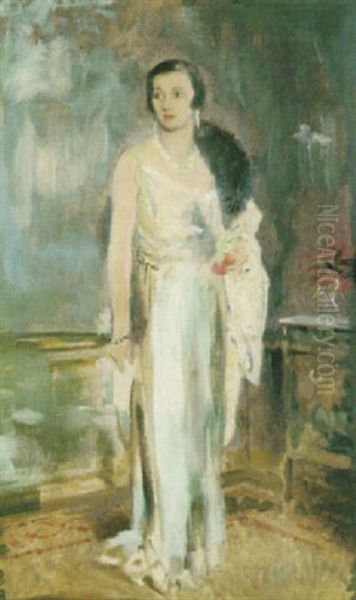 Portrait Of Loelia, Duchess Of Westminster, Later Lady Lindsay Oil Painting by Glyn Warren Philpot