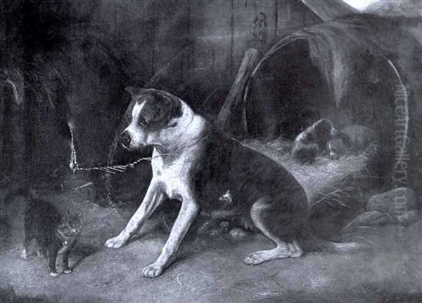 Defending The Pups Oil Painting by Edward Robert Physick