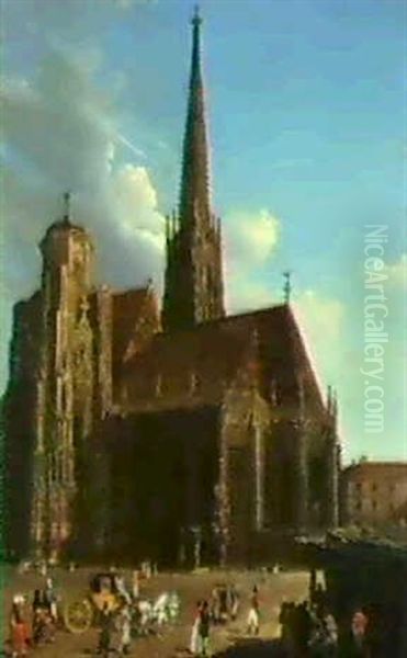 Ansicht Der Stefanskirche Mit Eleganter Staffage Oil Painting by Antonio De Pian