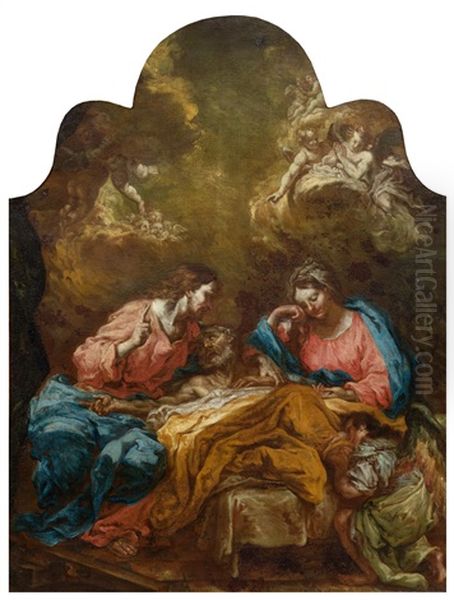 The Death Of Saint Joseph Oil Painting by Giuseppe Antonio Pianca