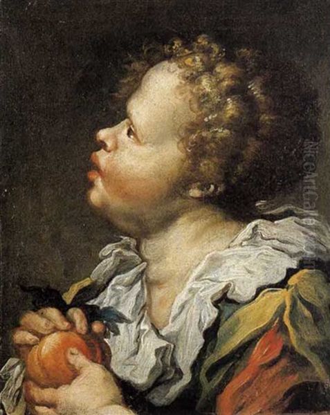 Ritratto Di Fanciullo Con Frutto Oil Painting by Giuseppe Antonio Pianca