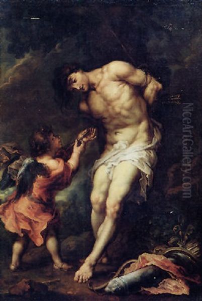 S. Sebastiano E L'angelo Oil Painting by Giuseppe Antonio Pianca