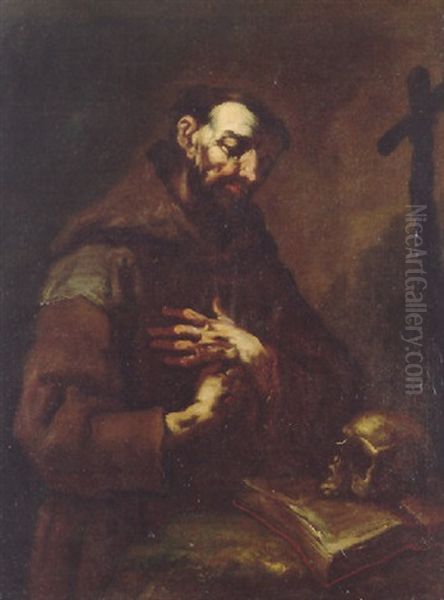 St. Francis In Prayer Oil Painting by Giuseppe Antonio Pianca