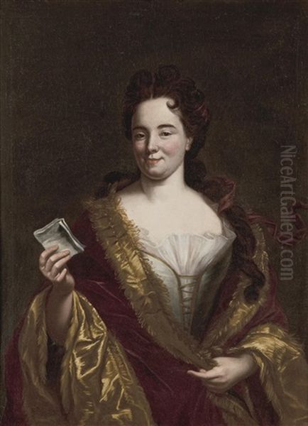 Bildnis Einer Jungen Adeligen Dame Mit Einem Billet Oil Painting by Giovanni Maria Delle Piane