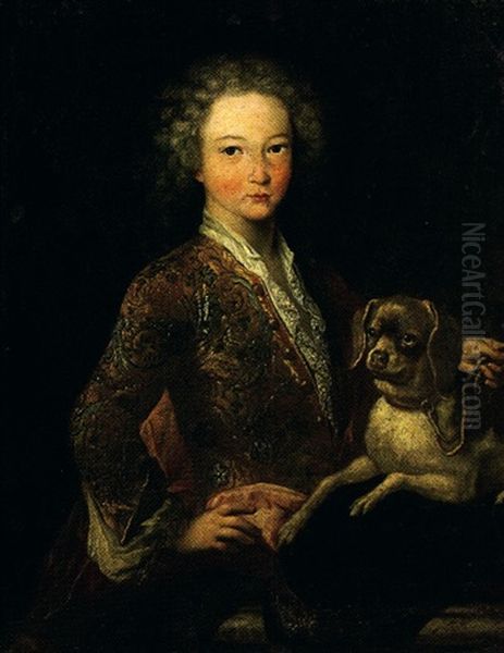 Portrait D'enfant Et Son Chien Oil Painting by Giovanni Maria Delle Piane