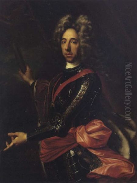 Ritratto Del Principe Eugenio Di Savoia, Insignito Del Toson D'oro Per La Vittoria Riportata A Vienna Sull'esercito Turco Oil Painting by Giovanni Maria Delle Piane